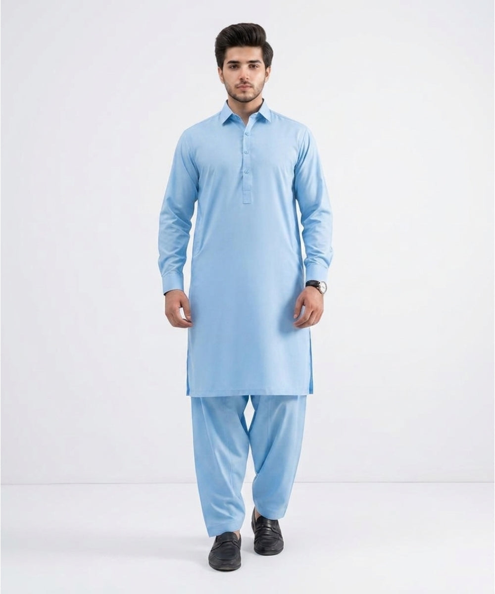 Sky Blue Cotton Suit