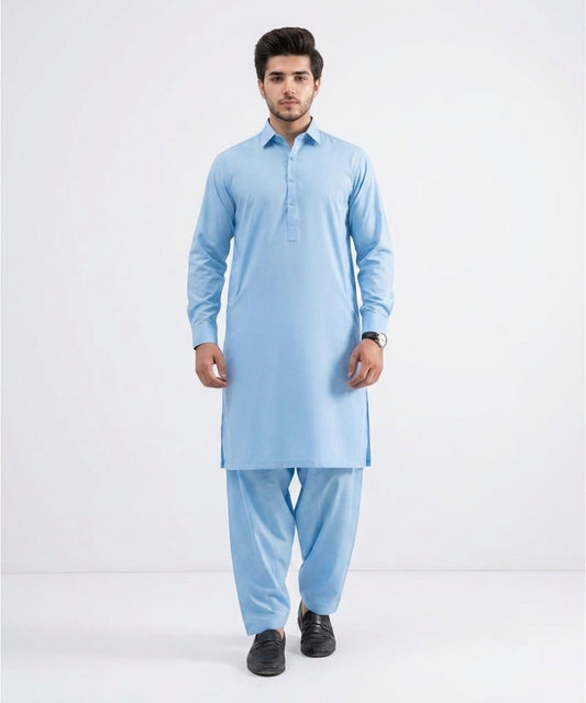 Sky Blue Cotton Suit