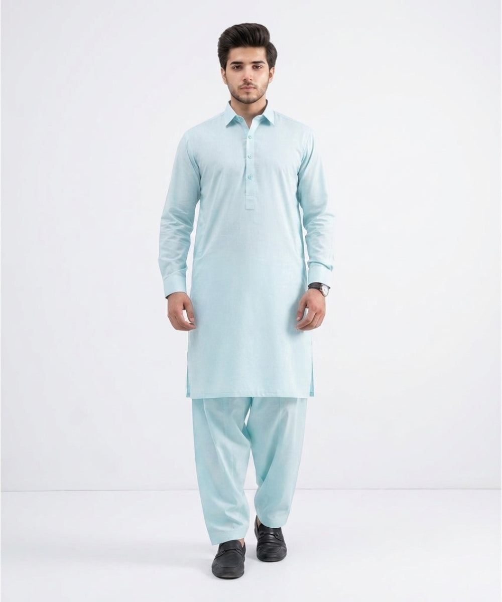 Aqua Blue Cotton Suit