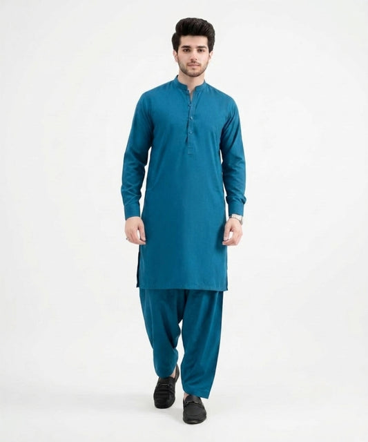 Teal Blue Wash and Wear Suit